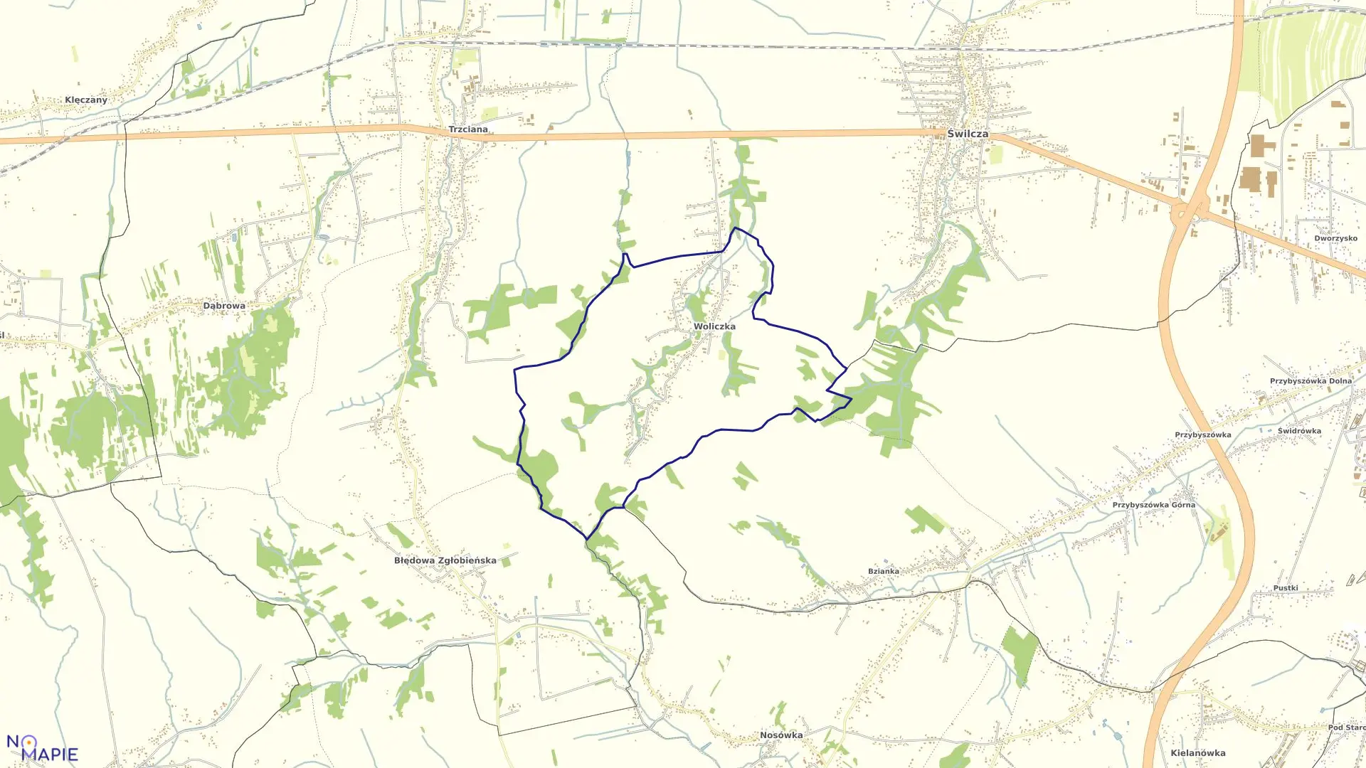 Mapa obrębu Woliczka w gminie Świlcza